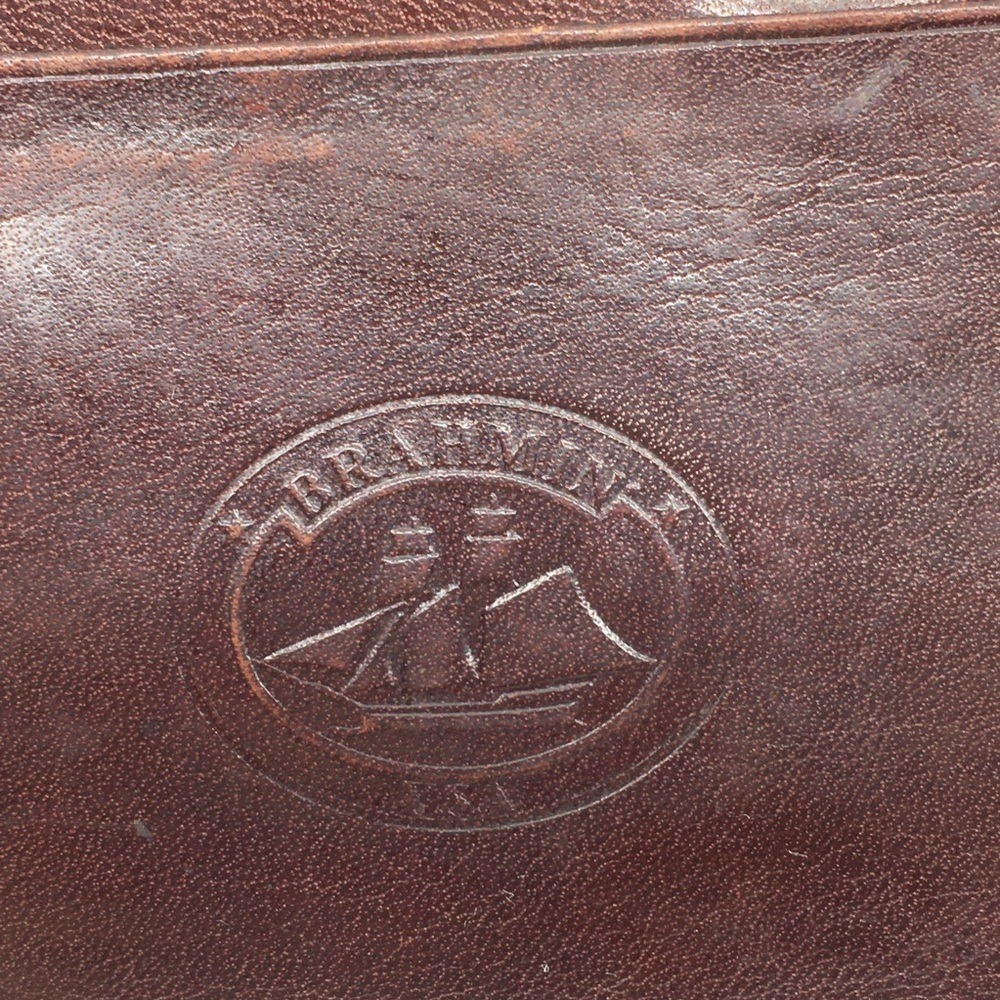 Vintage Brahmin Brown Croc-Embossed Leather Wallet Square - Picture 6 of 9